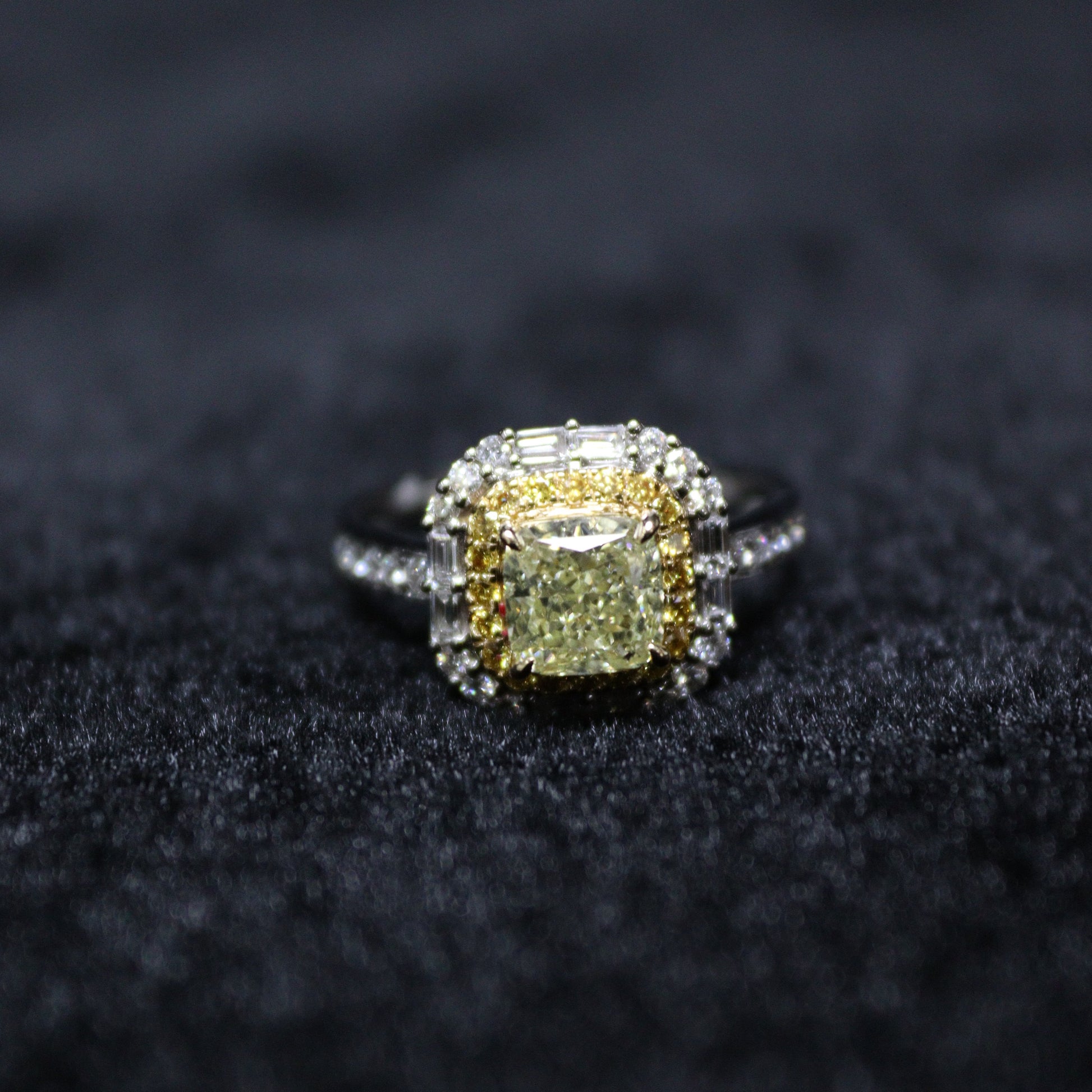 1.22CT Yellow Cushion Cut Diamond Ring - XIGEMS 