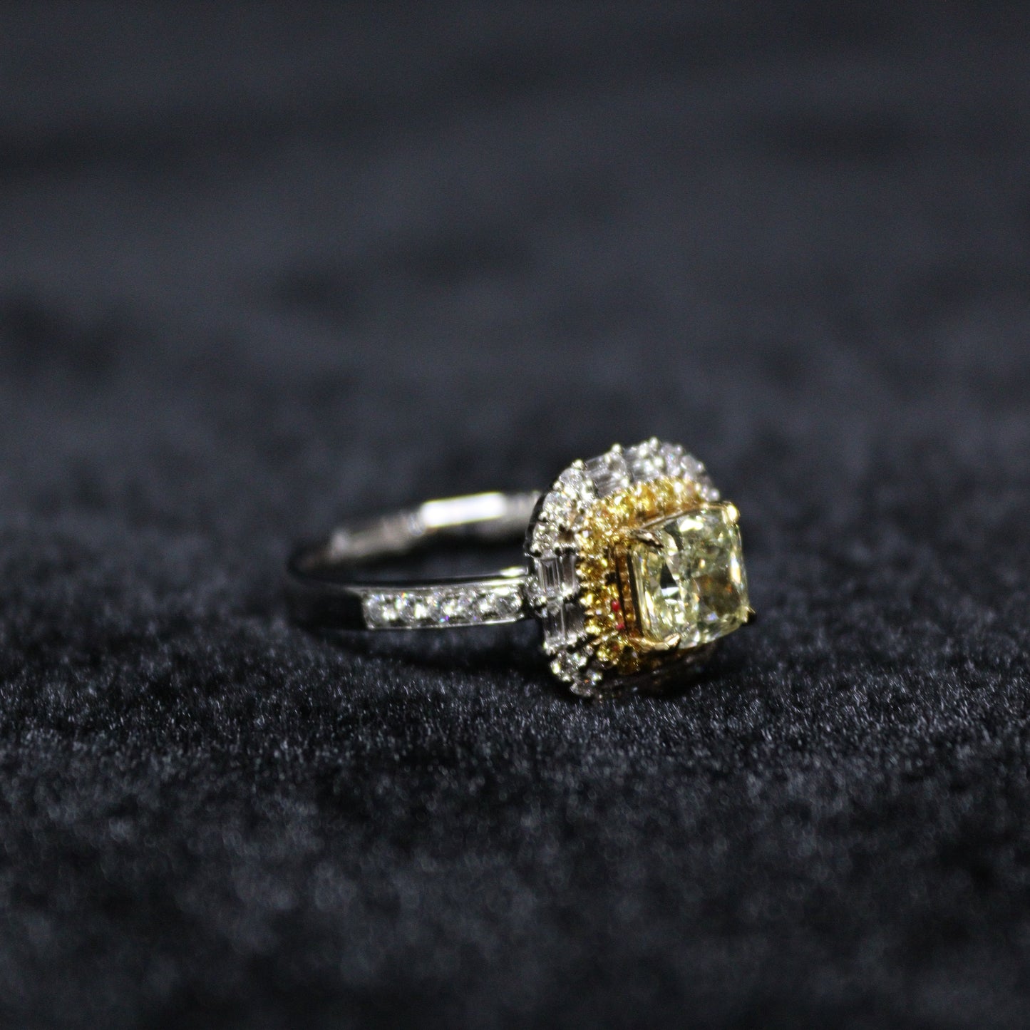 1.22CT Yellow Cushion Cut Diamond Ring - XIGEMS 