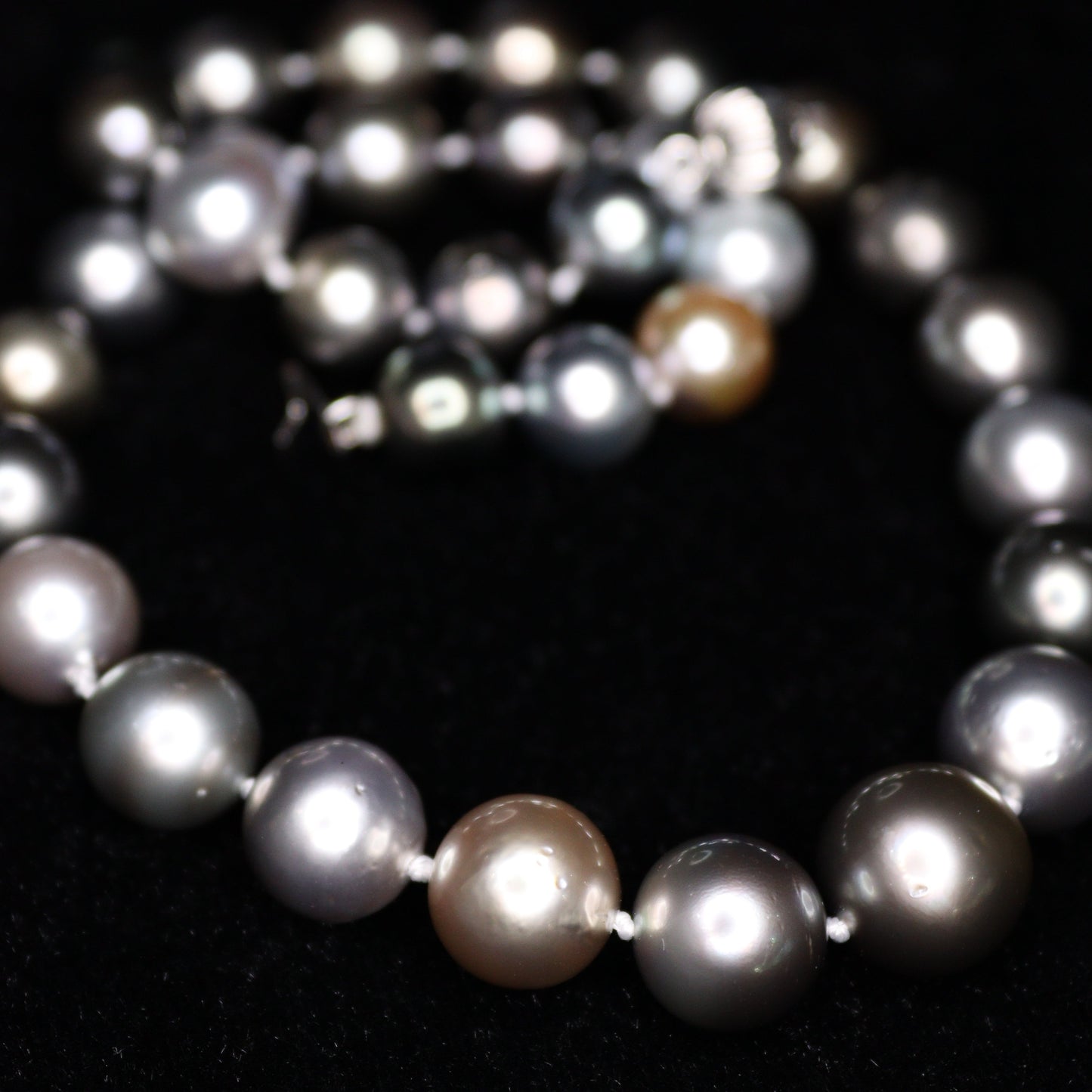 10-13MM Silver Tahitian South Sea Pearl Necklace - XIGEMS 