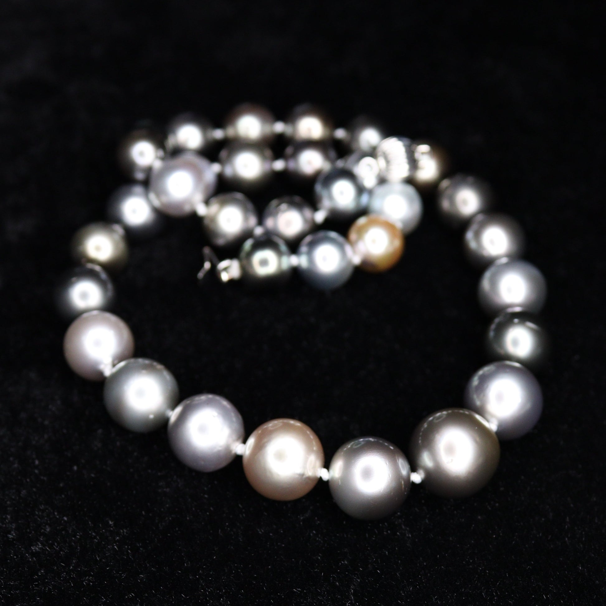 10-13MM Silver Tahitian South Sea Pearl Necklace - XIGEMS 