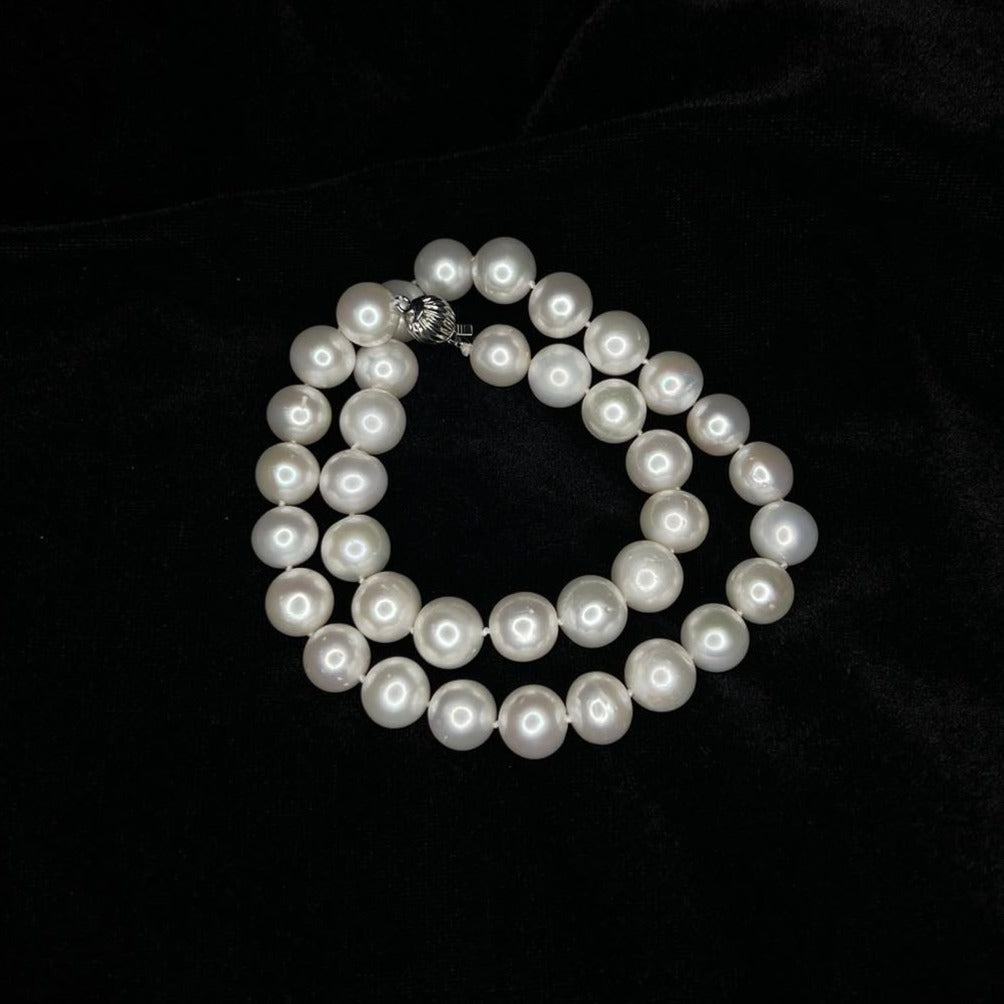 11MM Round Freshwater Pearl Necklace - XIGEMS 