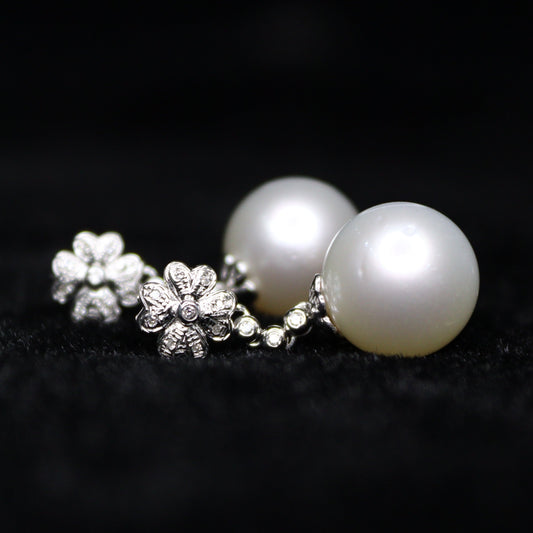 12MM White South Sea Pearl Earring - XIGEMS 