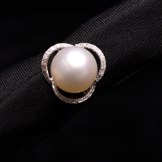 12MM White South Sea Pearl Ring - XIGEMS 