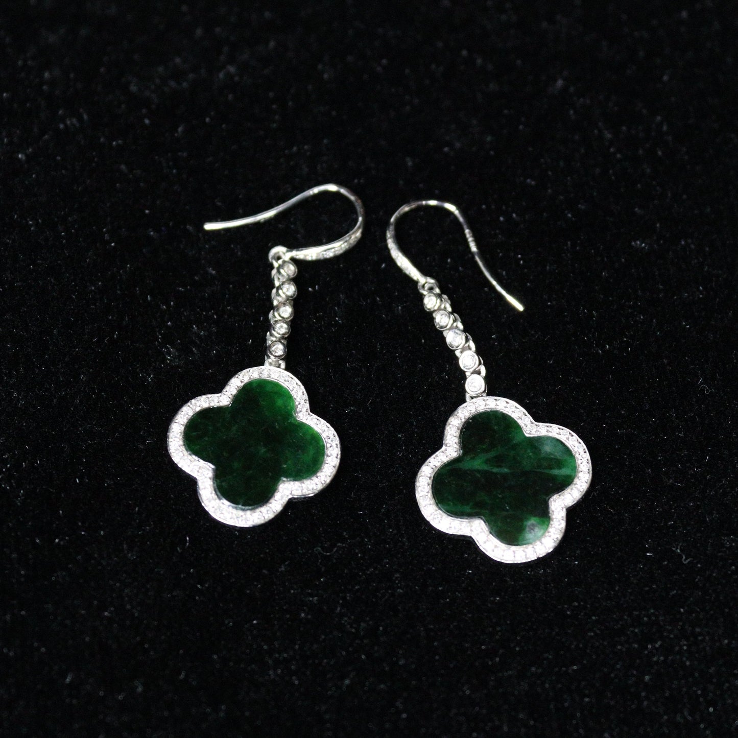 Clover Dark Jade Earrings - XIGEMS 