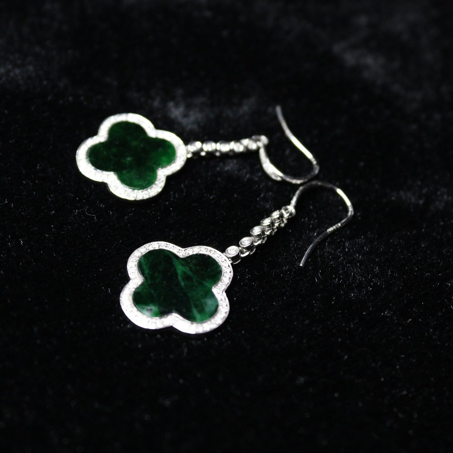 Clover Dark Jade Earrings - XIGEMS 