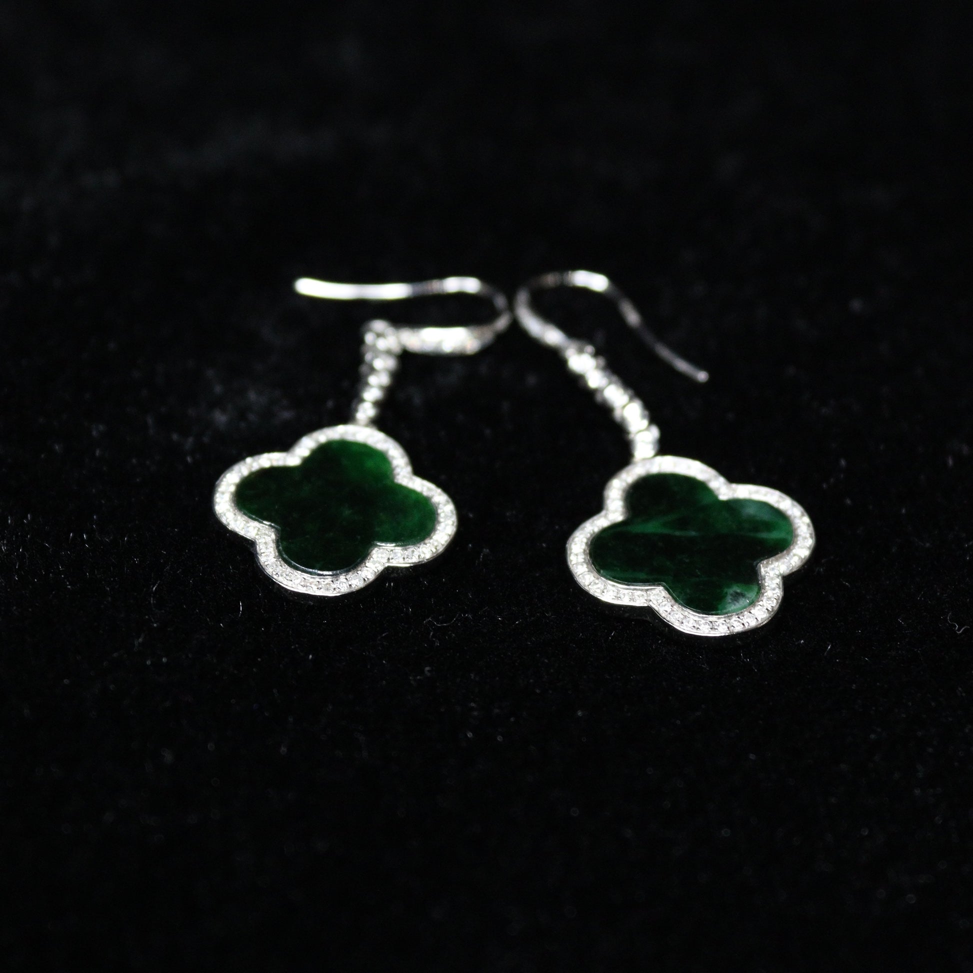 Clover Dark Jade Earrings - XIGEMS 