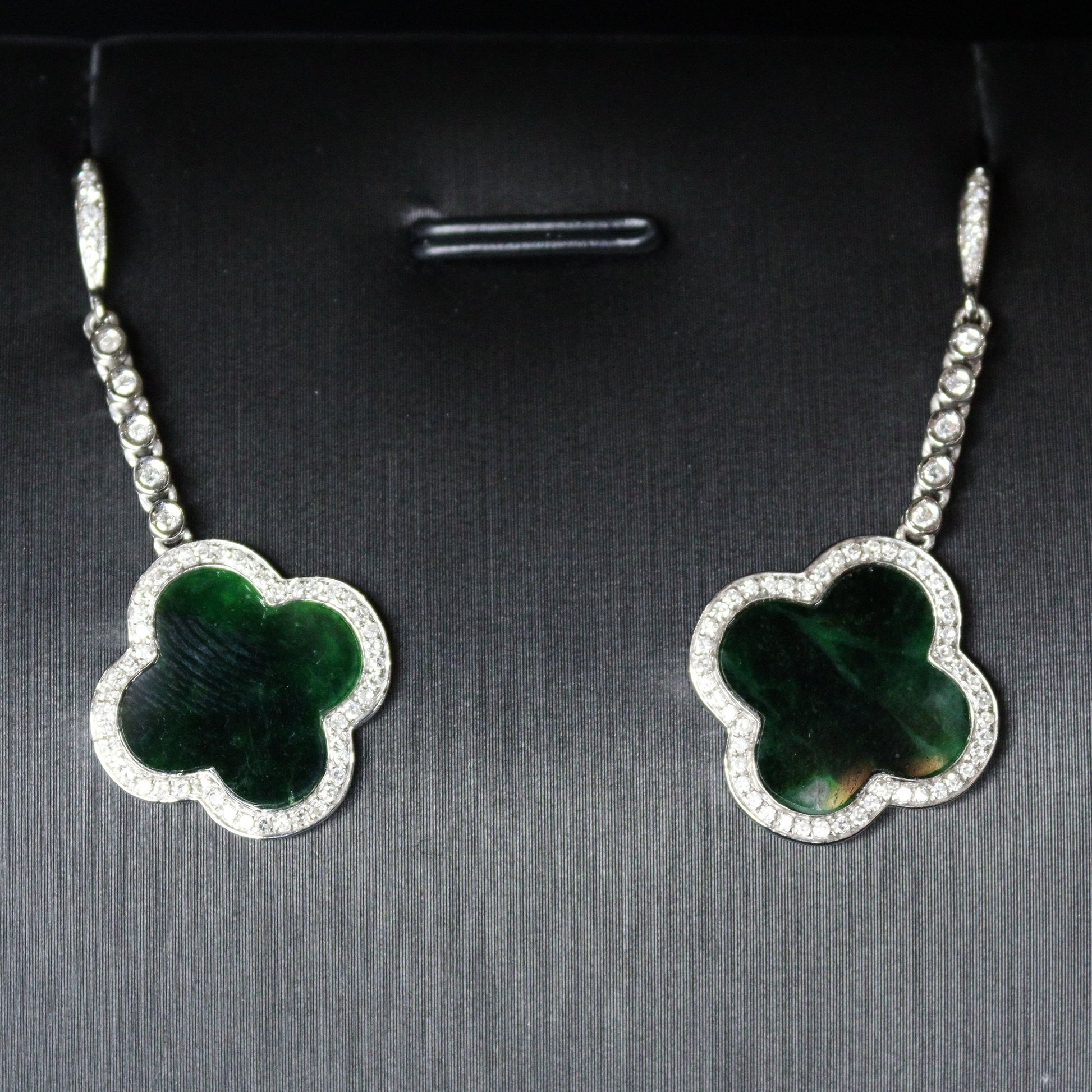 Clover Dark Jade Earrings - XIGEMS 