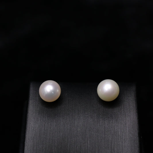 8-9MM White Freshwater Pearl Earring Studs - XIGEMS 