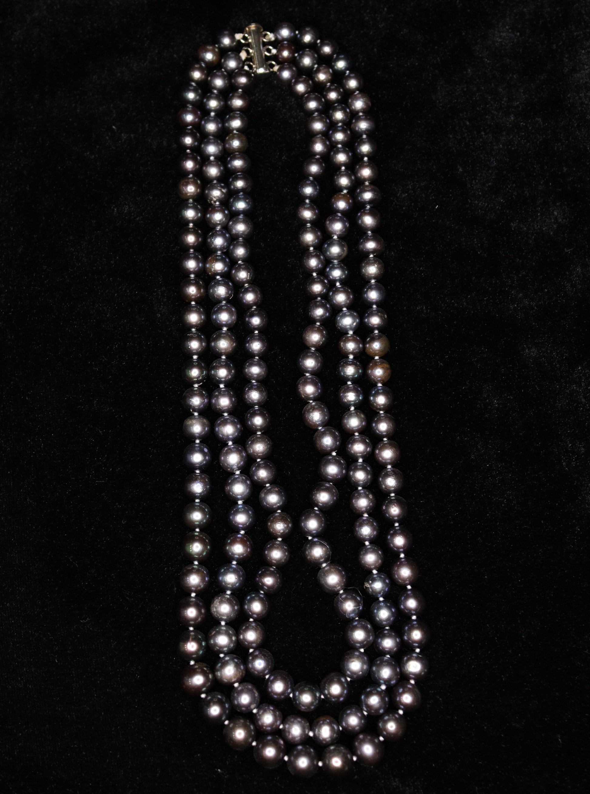 7-9MM Black Multi Piece Freshwater Pearl Necklace - XIGEMS 