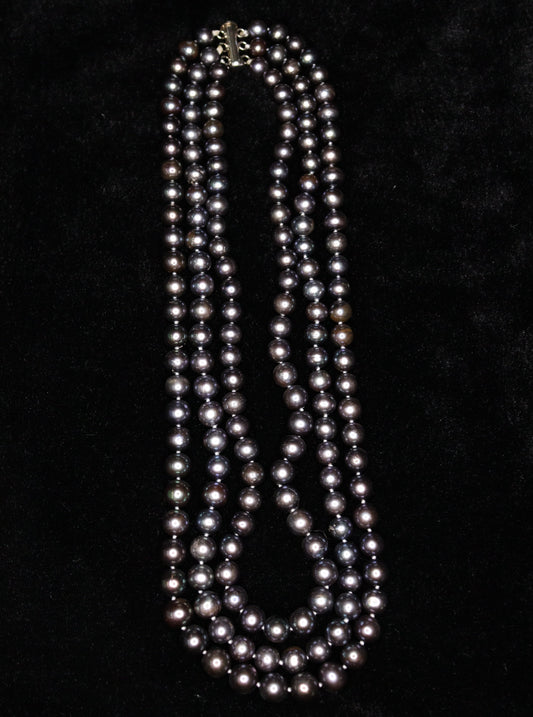 7-9MM Black Multi Piece Freshwater Pearl Necklace - XIGEMS 