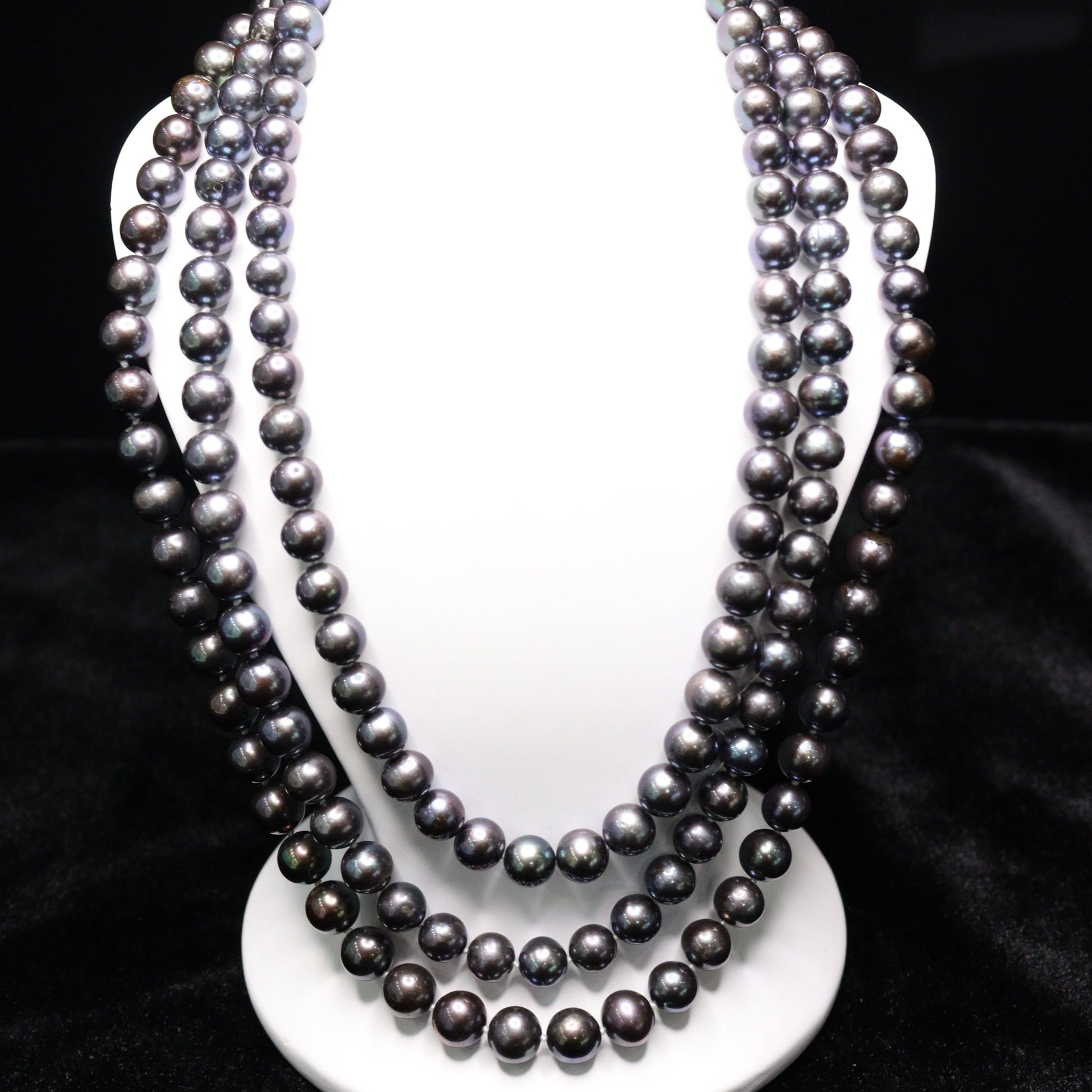 7-9MM Black Multi Piece Freshwater Pearl Necklace - XIGEMS 