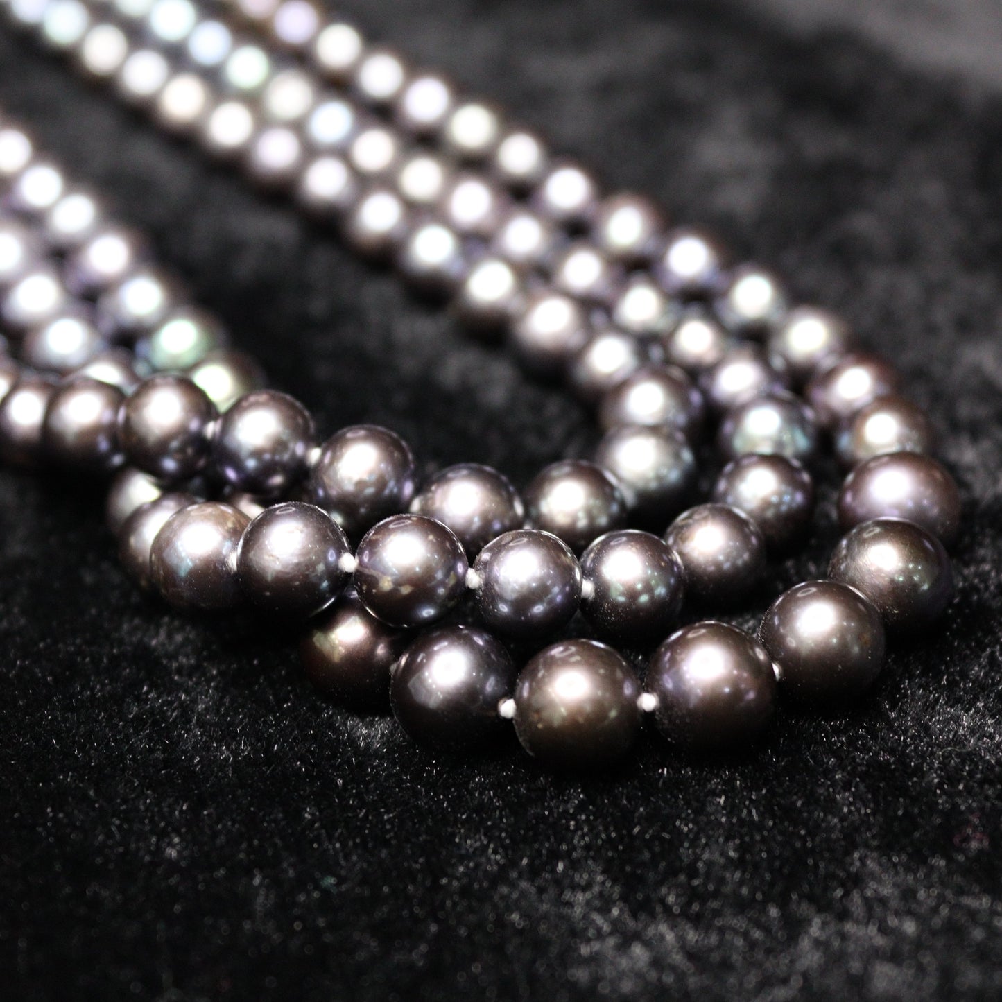 7-9MM Black Multi Piece Freshwater Pearl Necklace - XIGEMS 