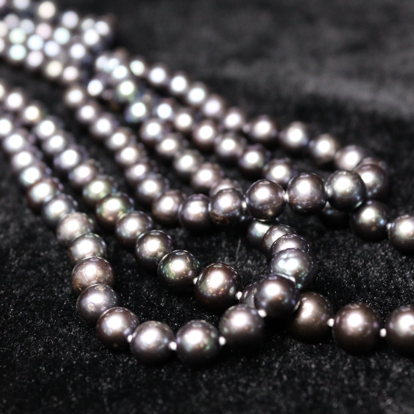 7-9MM Black Multi Piece Freshwater Pearl Necklace - XIGEMS 