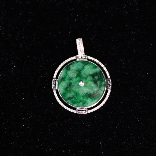 Dark Green Circle Jade Pendant - XIGEMS 