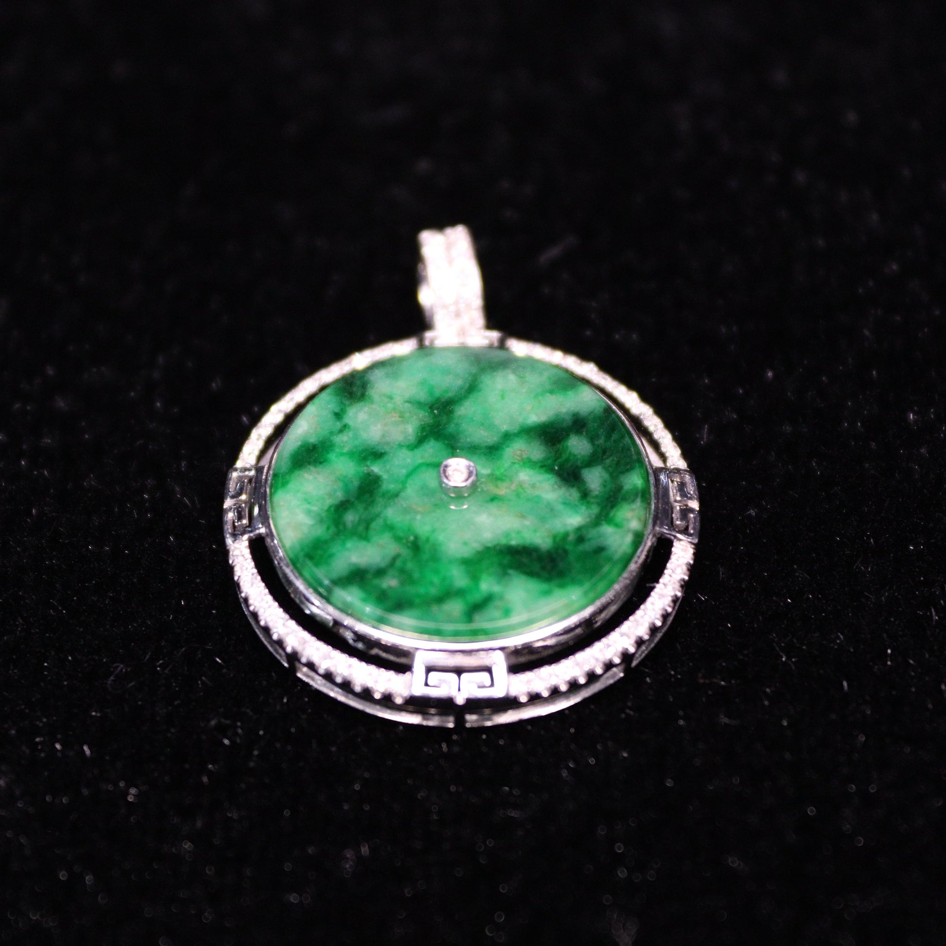 Dark Green Circle Jade Pendant - XIGEMS 