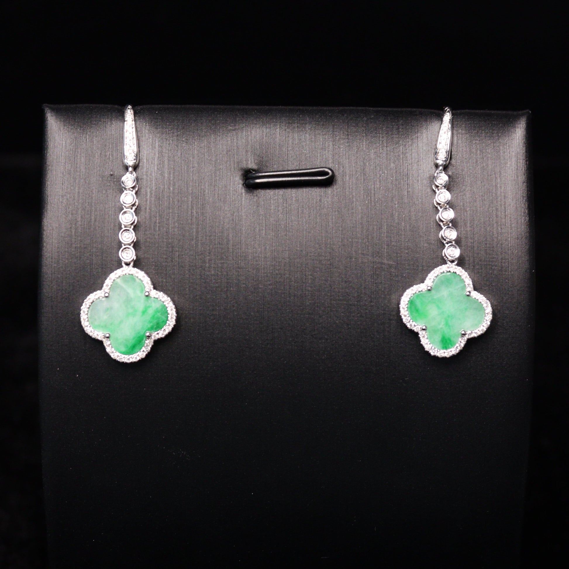 Clover Light Jade Earrings - XIGEMS 