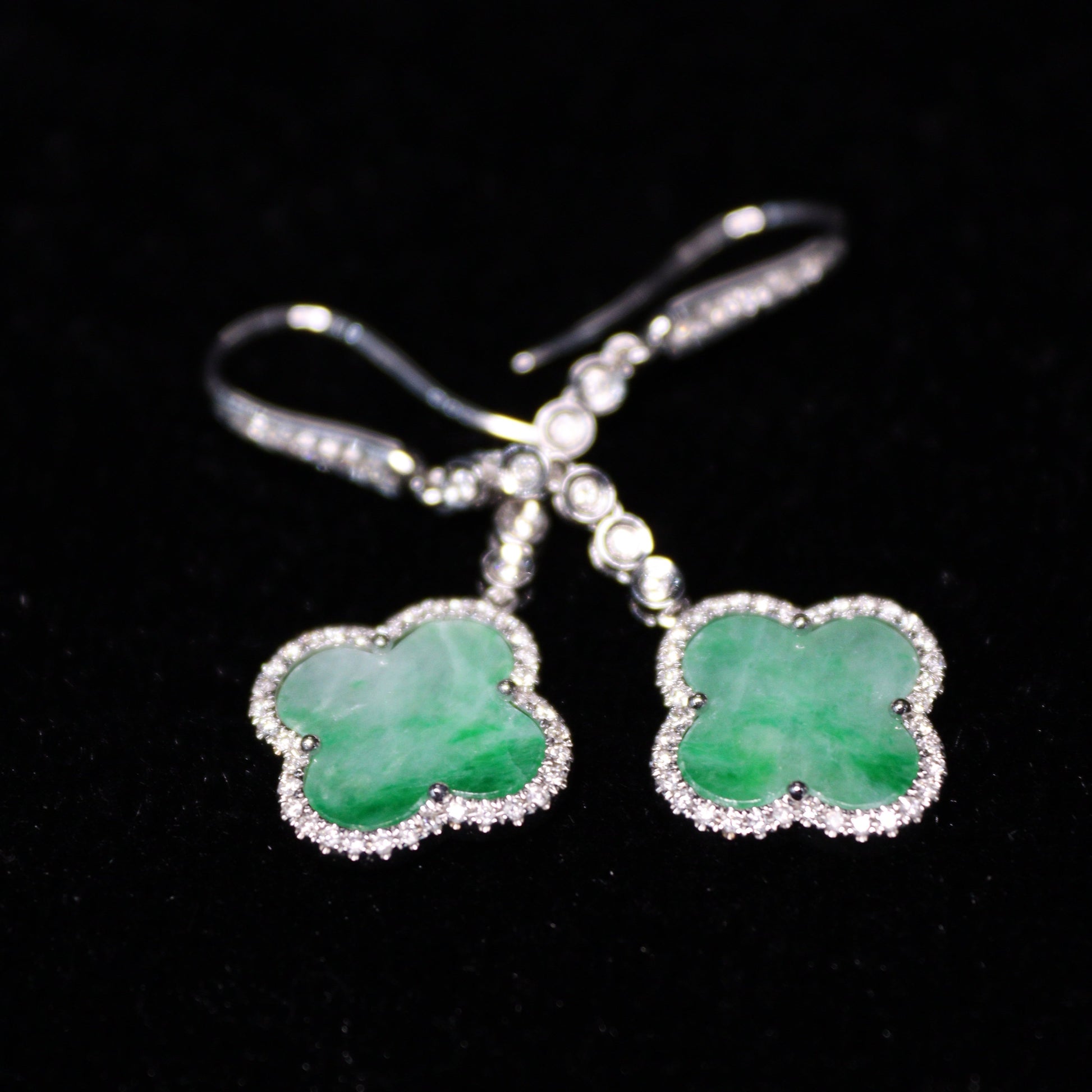 Clover Light Jade Earrings - XIGEMS 