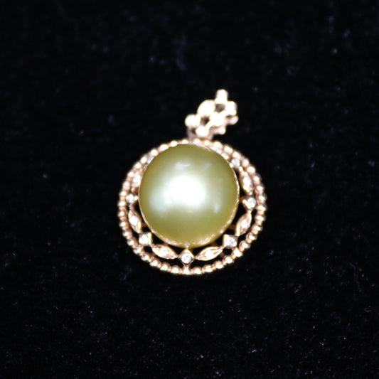 12MM Gold South Sea Pearl Pendant - XIGEMS 