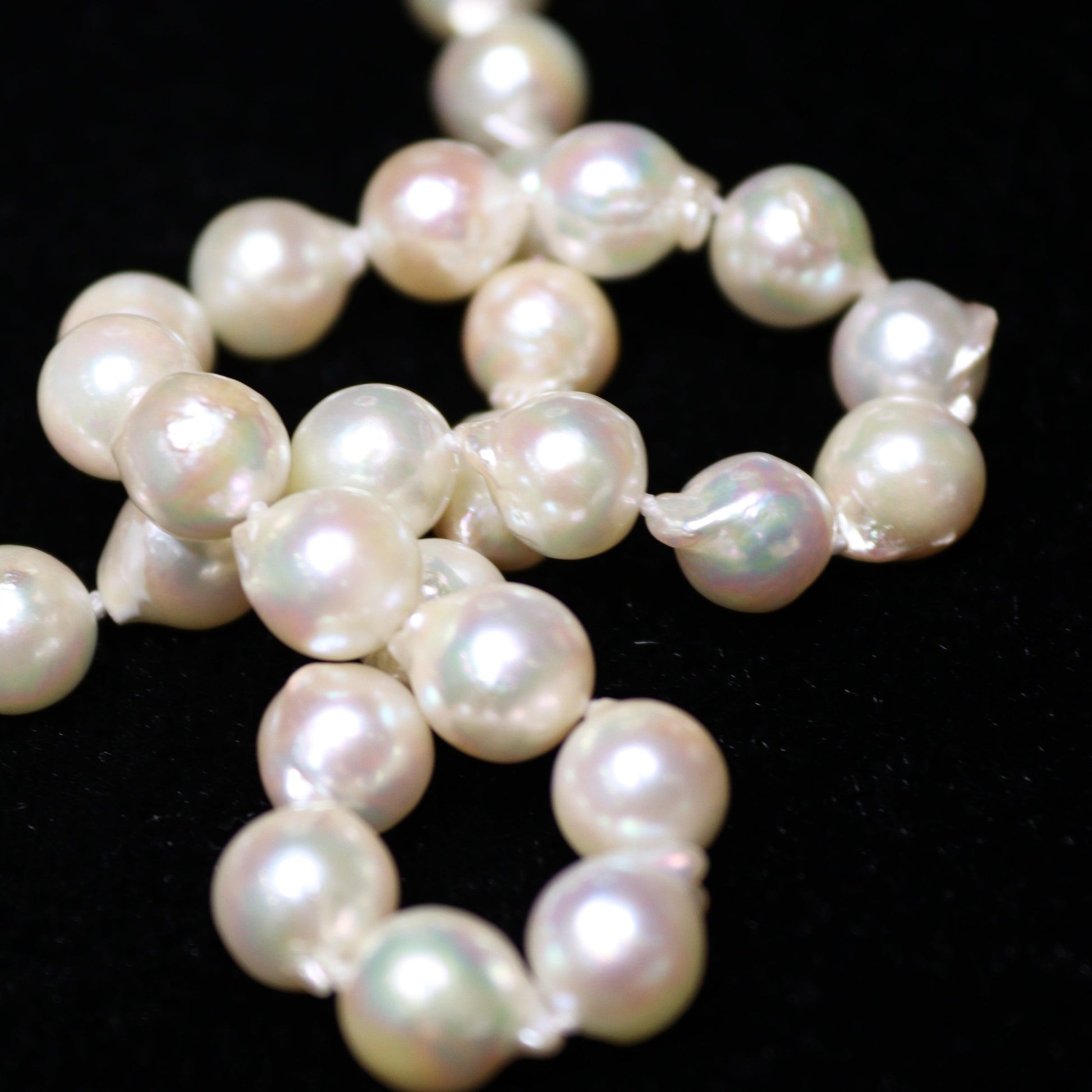 8MM White Baroque Akoya Japanese Pearl Necklace - XIGEMS 