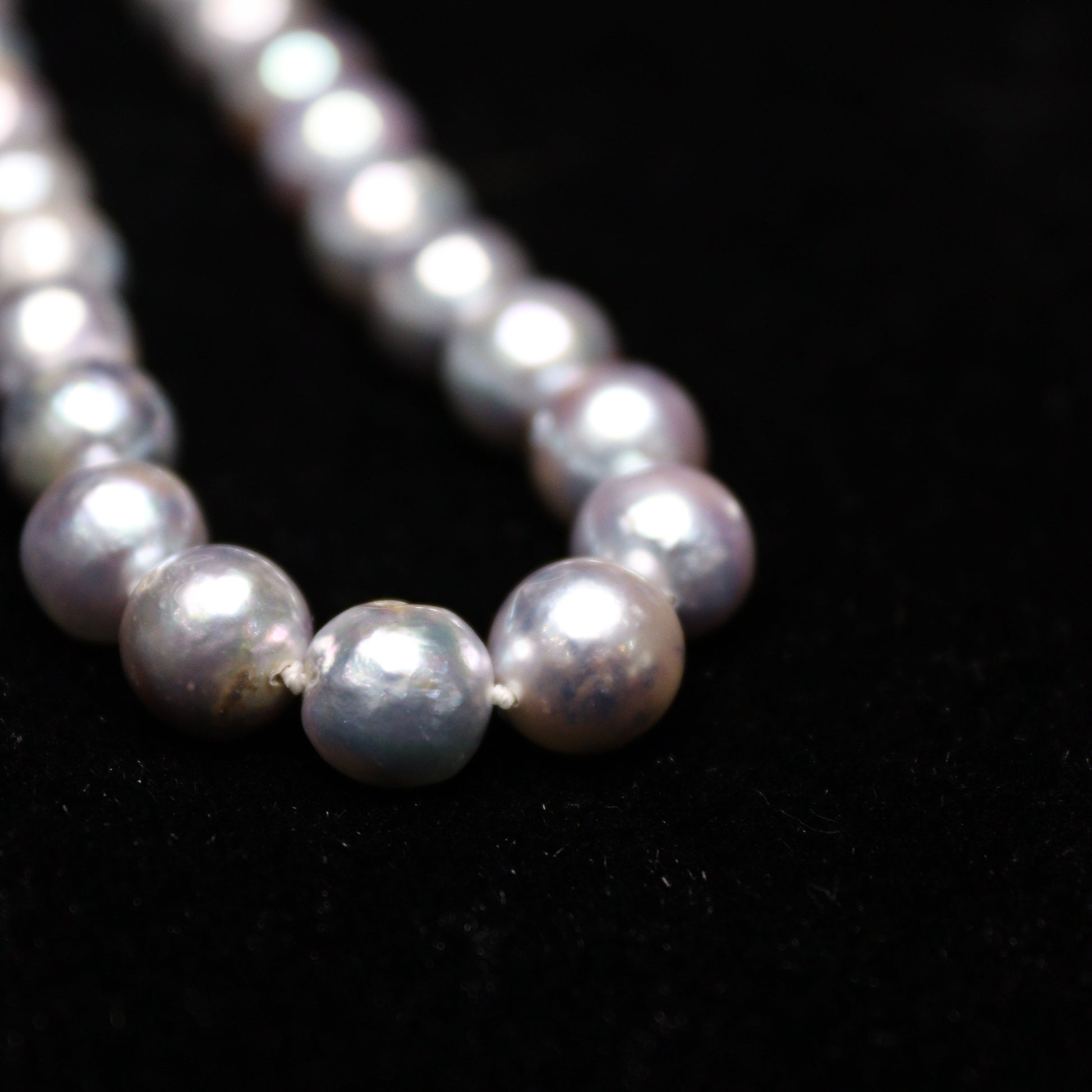 8MM Silver-Blue Baroque Akoya Japanese Pearl Necklace - XIGEMS 