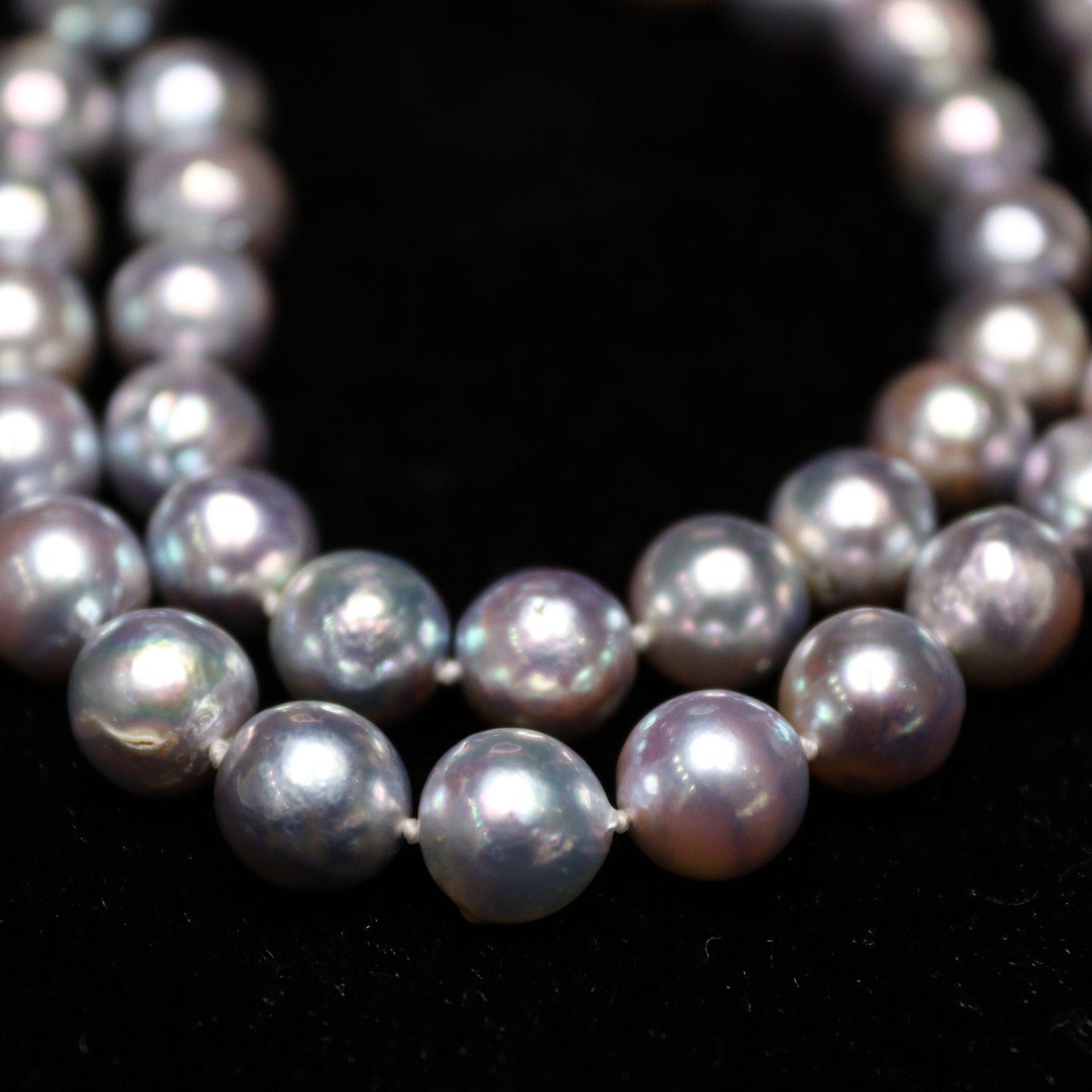 8MM Silver-Blue Baroque Akoya Japanese Pearl Necklace - XIGEMS 