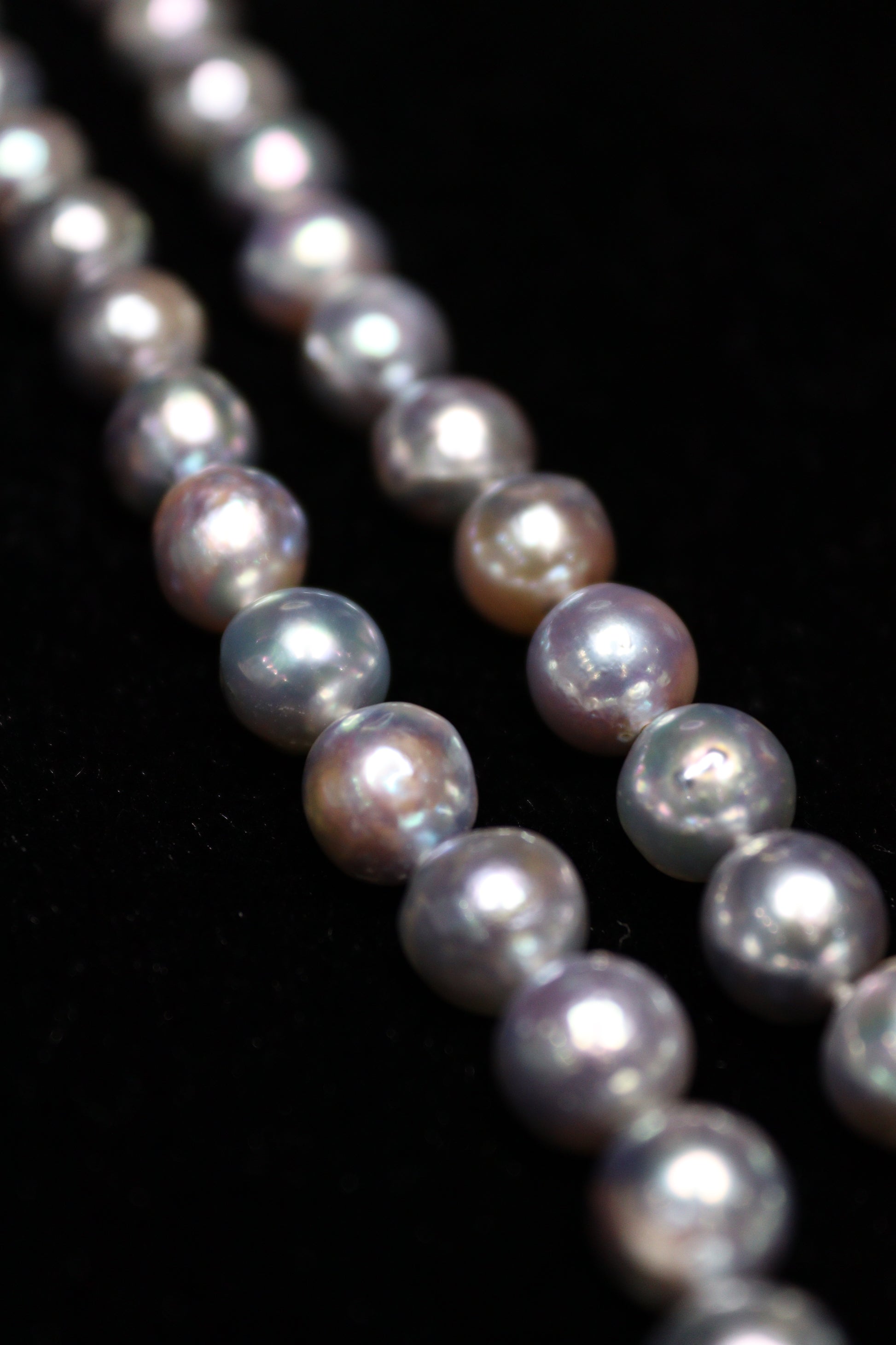 8MM Silver-Blue Baroque Akoya Japanese Pearl Necklace - XIGEMS 