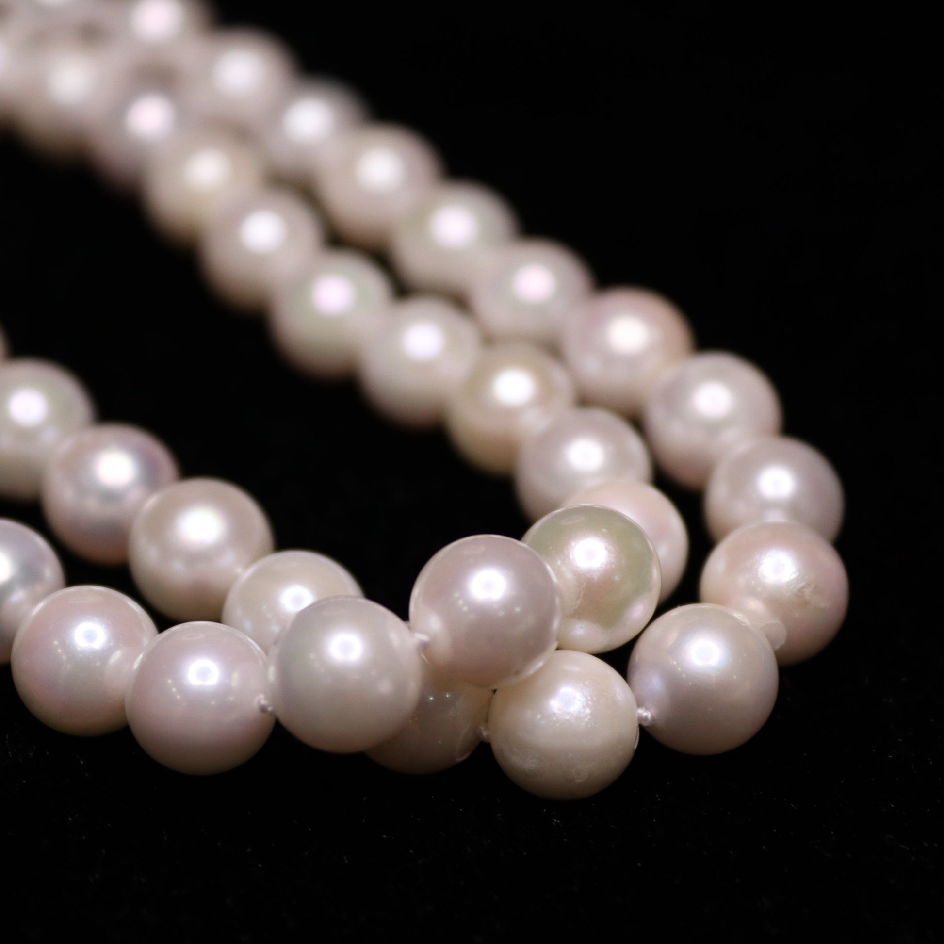 8MM White Round Akoya Japanese Pearl Necklace - XIGEMS 