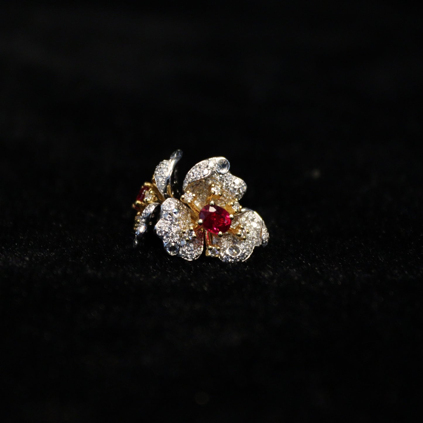 Oval Flower Ruby Earring - XIGEMS 